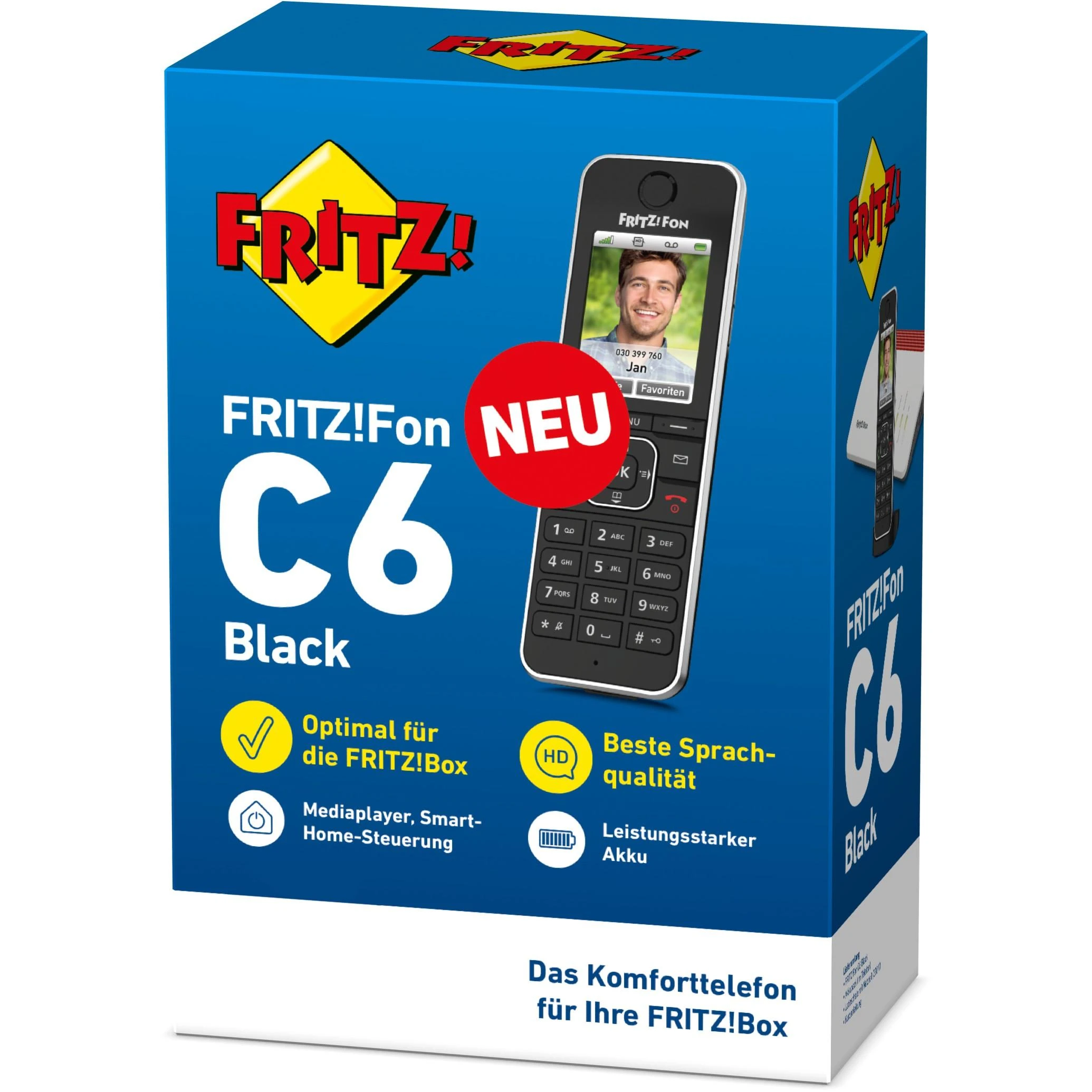 AVM Fon FRITZ! C6 DECT telefonas Skambintojo ID Juoda