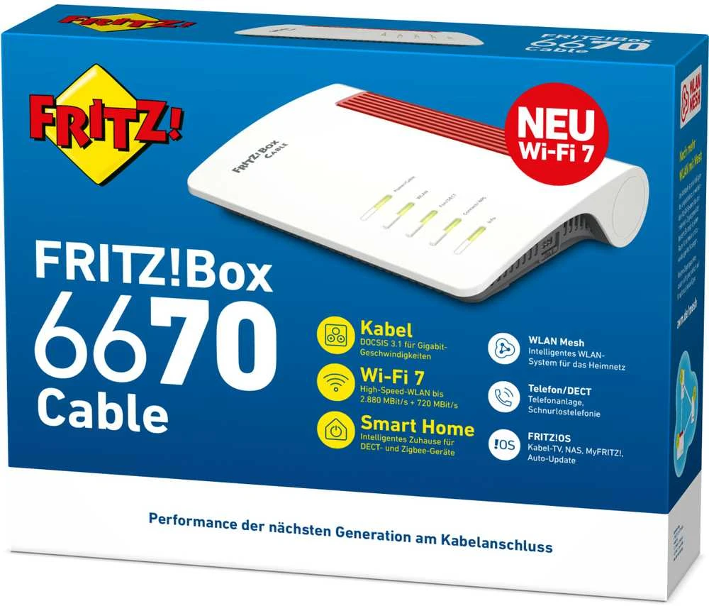 Maršrutizatorius AVM FRITZ!Box 6670 kabelis