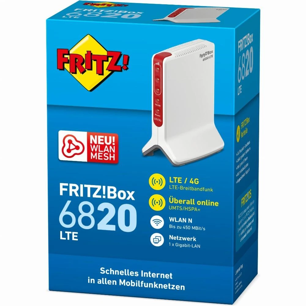 AVM Box 6820 LTE belaidis maršrutizatorius Viena juosta (2,4 GHz) Gigabitinis eternetas 3G 4G Balta