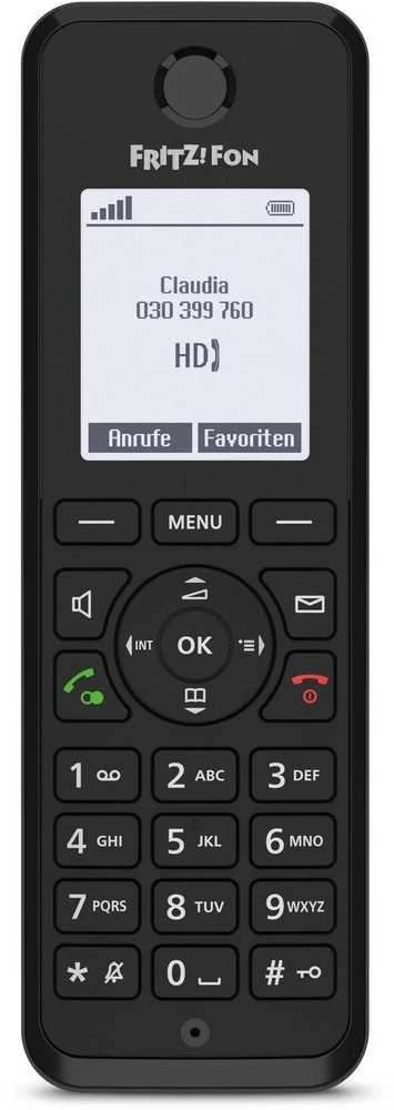 FRITZ! AVM Fon M3, DECT telefonas, belaidis ragelis, garsiakalbis, 300 įrašų, skambinančiojo ID, juodas