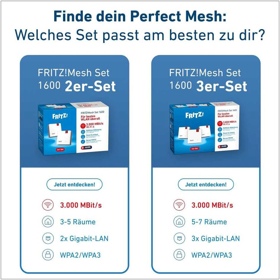 Maršrutizatorius AVM FRITZ MESH RINKINYS 1600 3 VNT. - FACHHANDEL