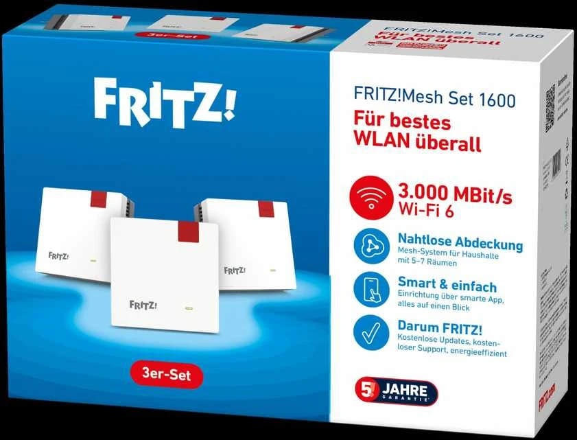 Maršrutizatorius AVM FRITZ MESH RINKINYS 1600 3 VNT. - FACHHANDEL