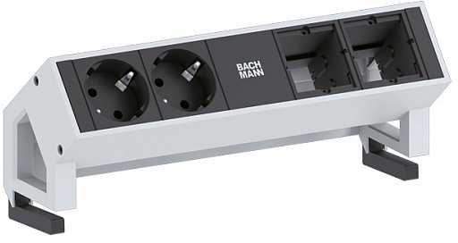 Bachmann DESK2 ilgintuvas su 2 lizdais, baltas (902.411)