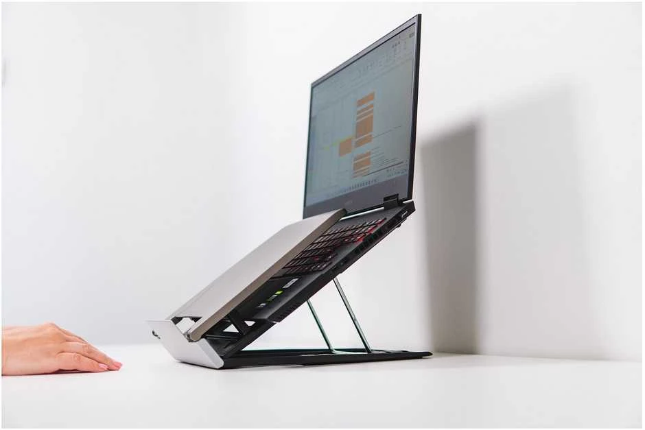 Bakker Elkhuizen Carruzzo BakkerElkhuizen Ergo-Q 330 Circular Nešiojamojo kompiuterio stovas Juoda, Pilka 43,2 cm (17″)