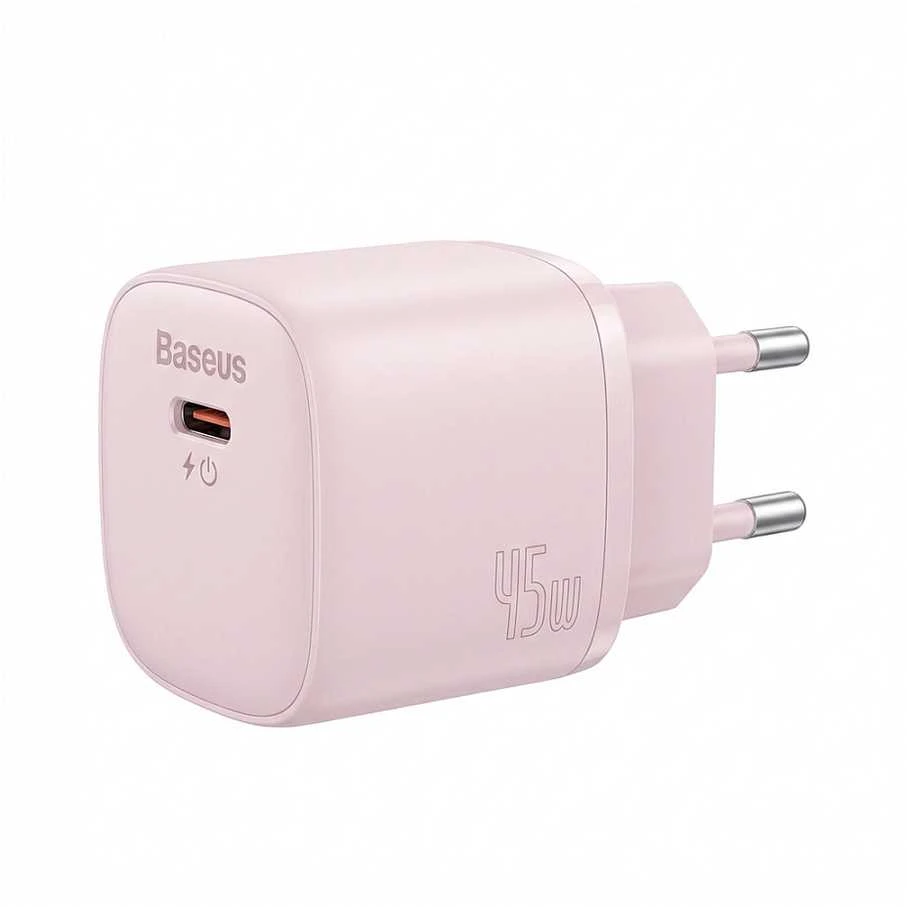 Įkroviklis Baseus PicoGo GaN 1x USB-C 45W Rožinė (P10176800413-00)