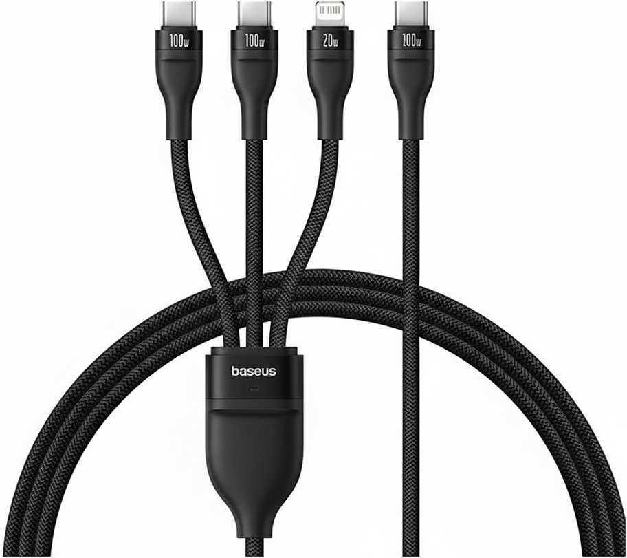 „Baseus Rapid“ serijos 3 viename USB-A 100 W 1,5 m, juodas