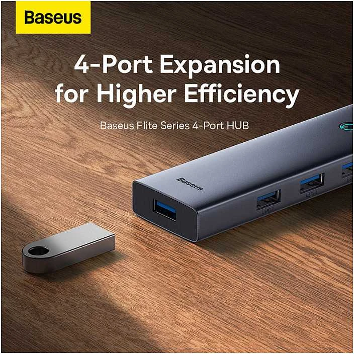 4in1 Hub Baseus UltraJoy USB-C iki USB 3.0 (pilka erdvė)