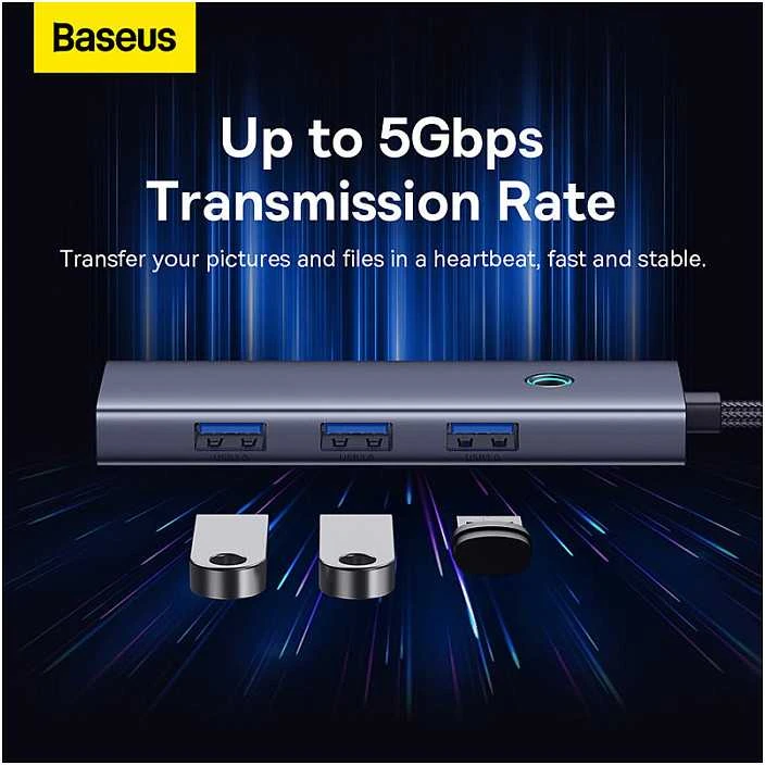 4in1 Hub Baseus UltraJoy USB-C iki USB 3.0 (pilka erdvė)
