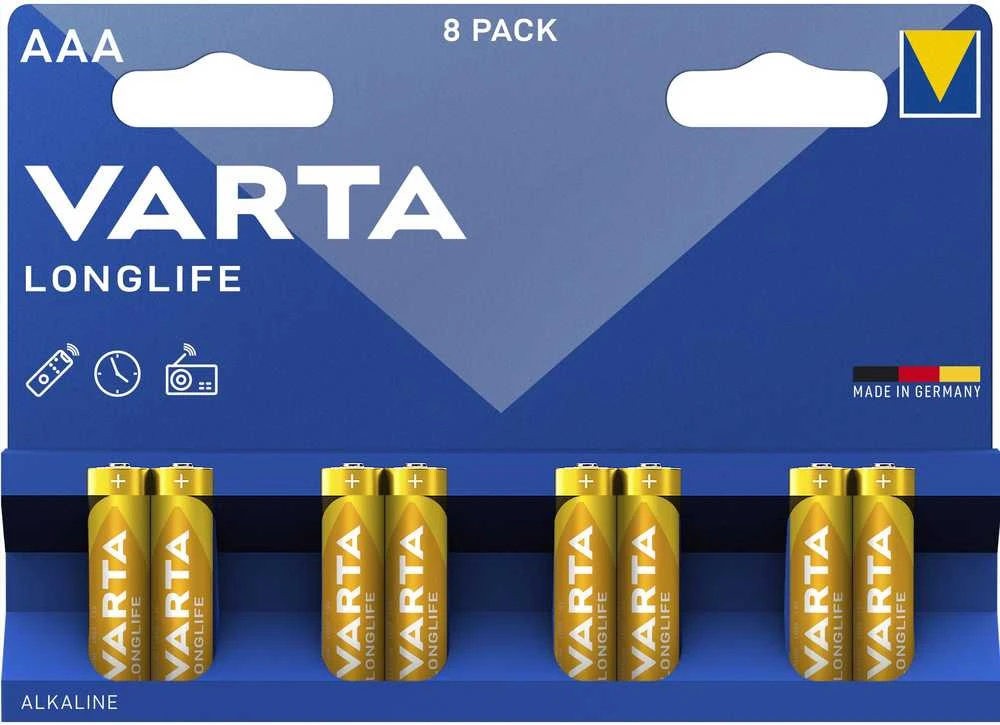 Varta AAA LR3 šarminės baterijos, 8 vnt. pakuotė