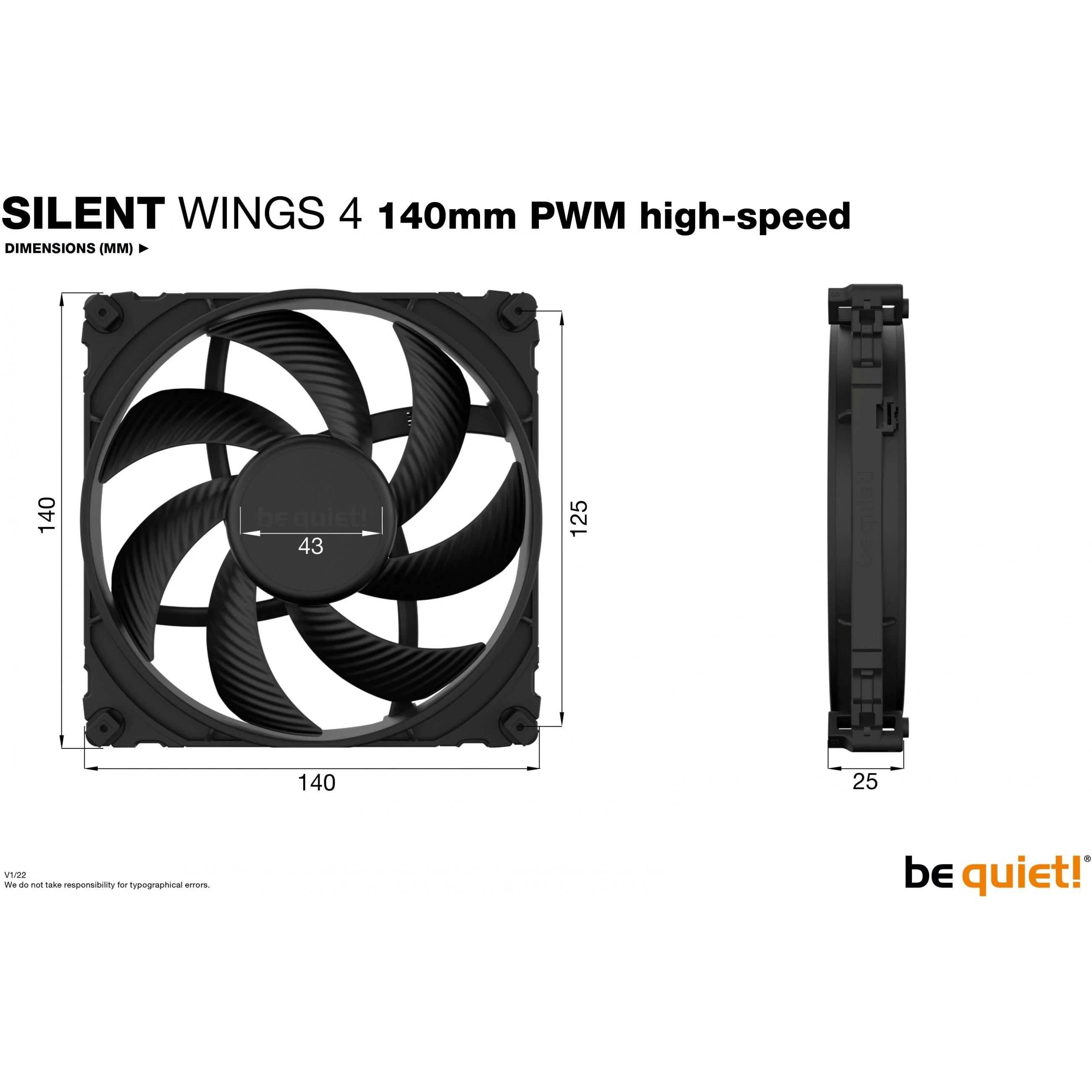 LISTAN BE QUIET BL097 SilentWings 4 140 mm PWM didelio greičio
