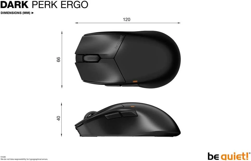 be quiet! Dark Perk Ergo Belaidė pelė žaidimams juodas