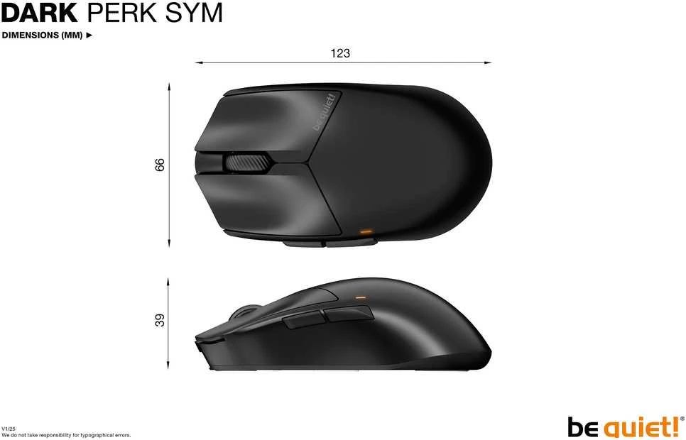 be quiet Dark Perk Sym Belaidė pelė žaidimams 2.4GHz USB