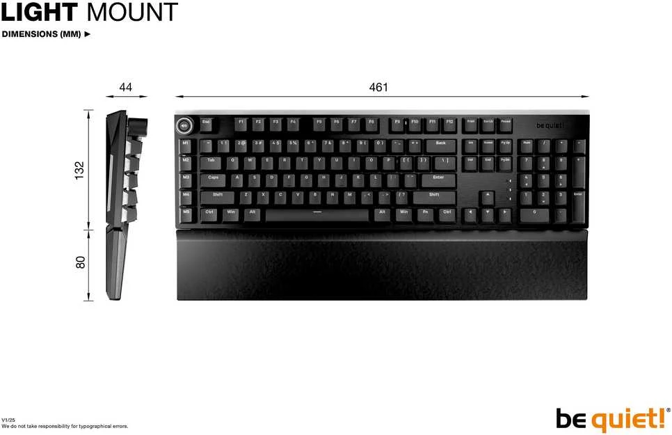 be quiet! Light Mount Silent Linear Klaviatūra žaidimams USB DE RGB