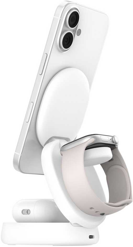 Belkin „Boost Charge“ sulankstomas akumuliatorius, 3 viename, įkroviklis, Qi2, su WIZ034kqWH