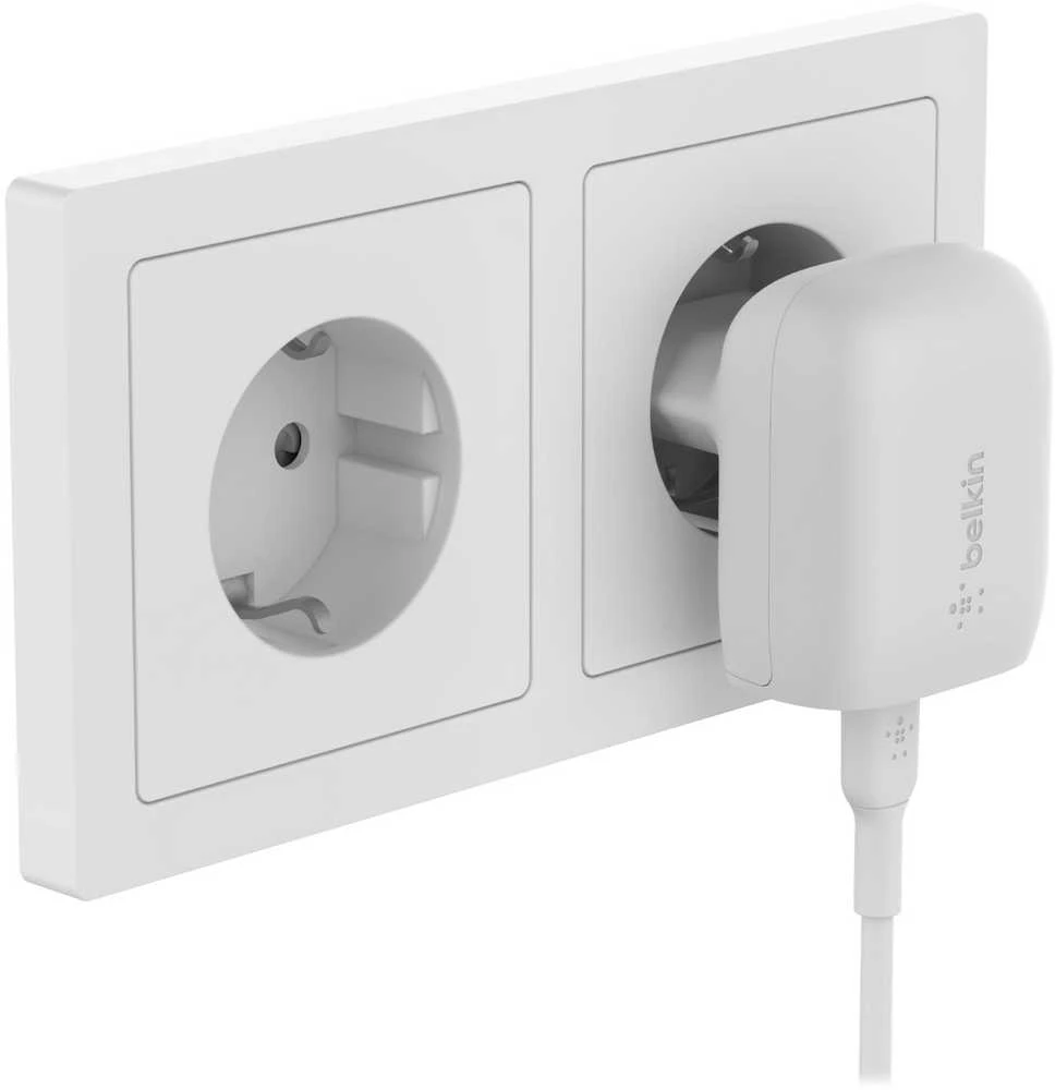 Įkroviklis buitinis Belkin Boost Charge 20W USB-C PD + USB-C to Lightning kabelis baltas