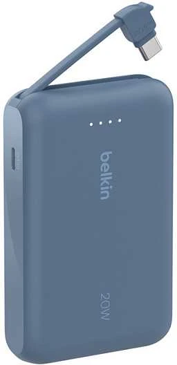 Belkin 10 000 mAh 20W įmontuotas kabelis USB-C mėlyna