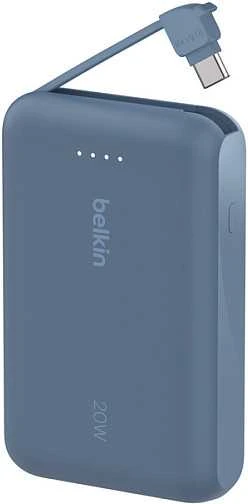 Belkin 10 000 mAh 20W įmontuotas kabelis USB-C mėlyna