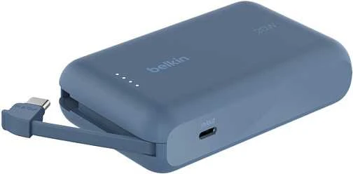 Belkin 10 000 mAh 20W įmontuotas kabelis USB-C mėlyna