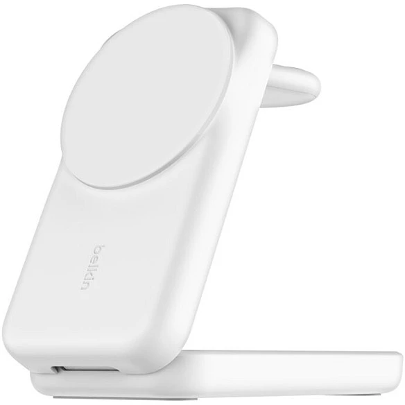 Belkin „UltraCharge“ 25 W Qi2 magn. 3 viename „Lad.klappb.ws. WIZ036kqWH“