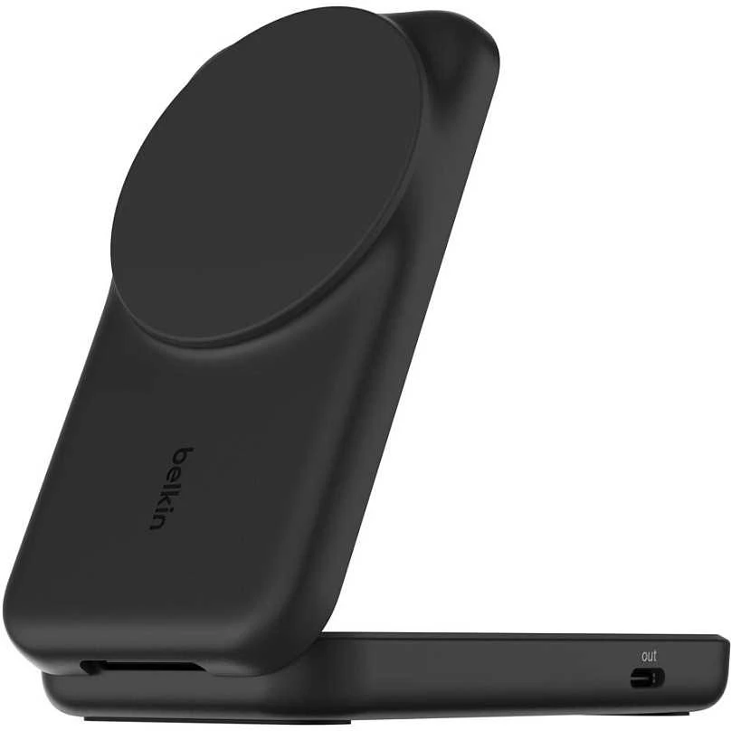 Belkin „UltraCharge“ 25 W Qi2 magnetinis 2 viename sulankstomas įkroviklis, juodas WIZ038kqBK