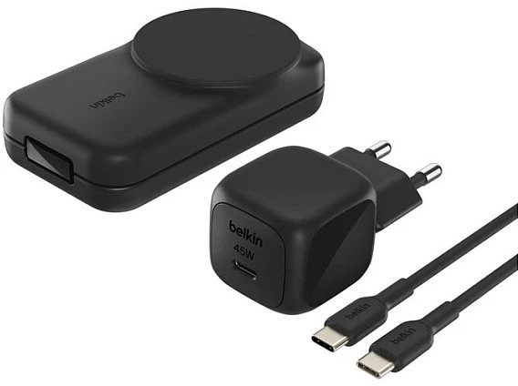 „Belkin UltraCharge 25W Qi2“ magnetinis 3 viename sulankstomas įkroviklis, juodas WIZ036kqBK