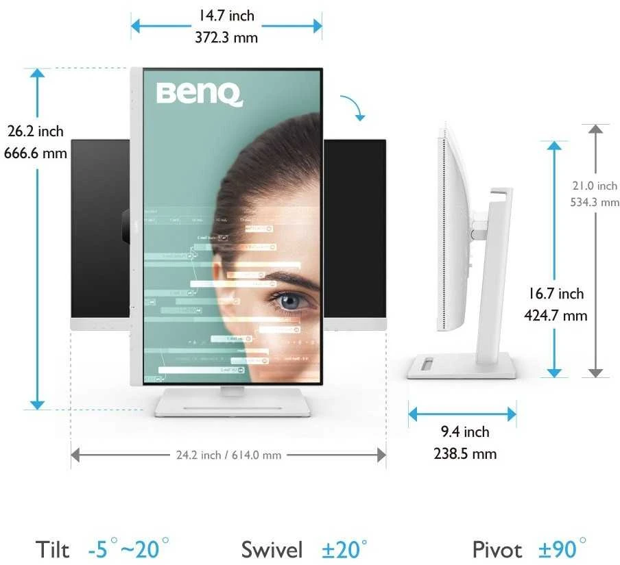Monitorius BenQ GW2790QT 27", Baltos spalvos