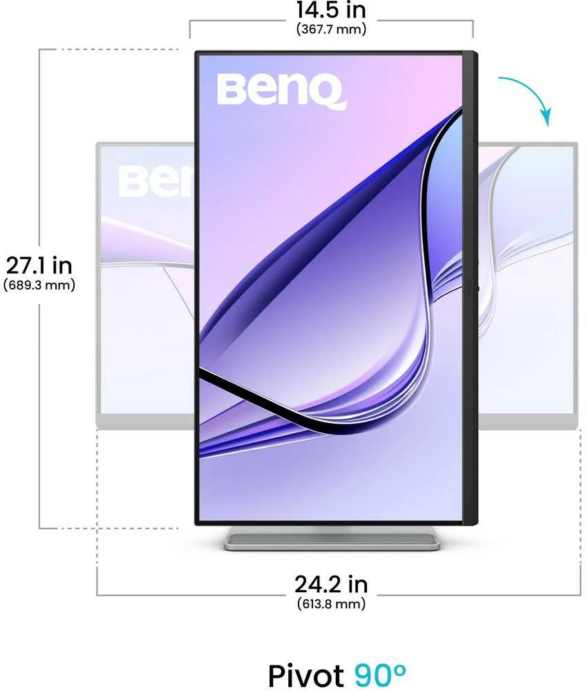 Monitorius BENQ MA270U, skirtas MAC 27 colių IPS 4K 400cd/m2 5ms HDMIx2 USB-Cx2 90W ir 15W Pivot garsiakalbiams