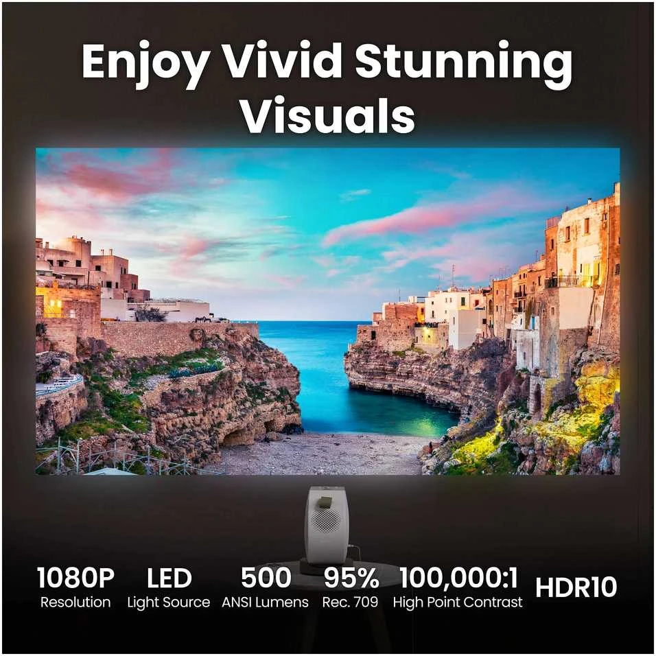 Projektorius Benq | GV32 | Full HD (1920x1080) | 500 ANSI lumens | Baltas | Wi-Fi