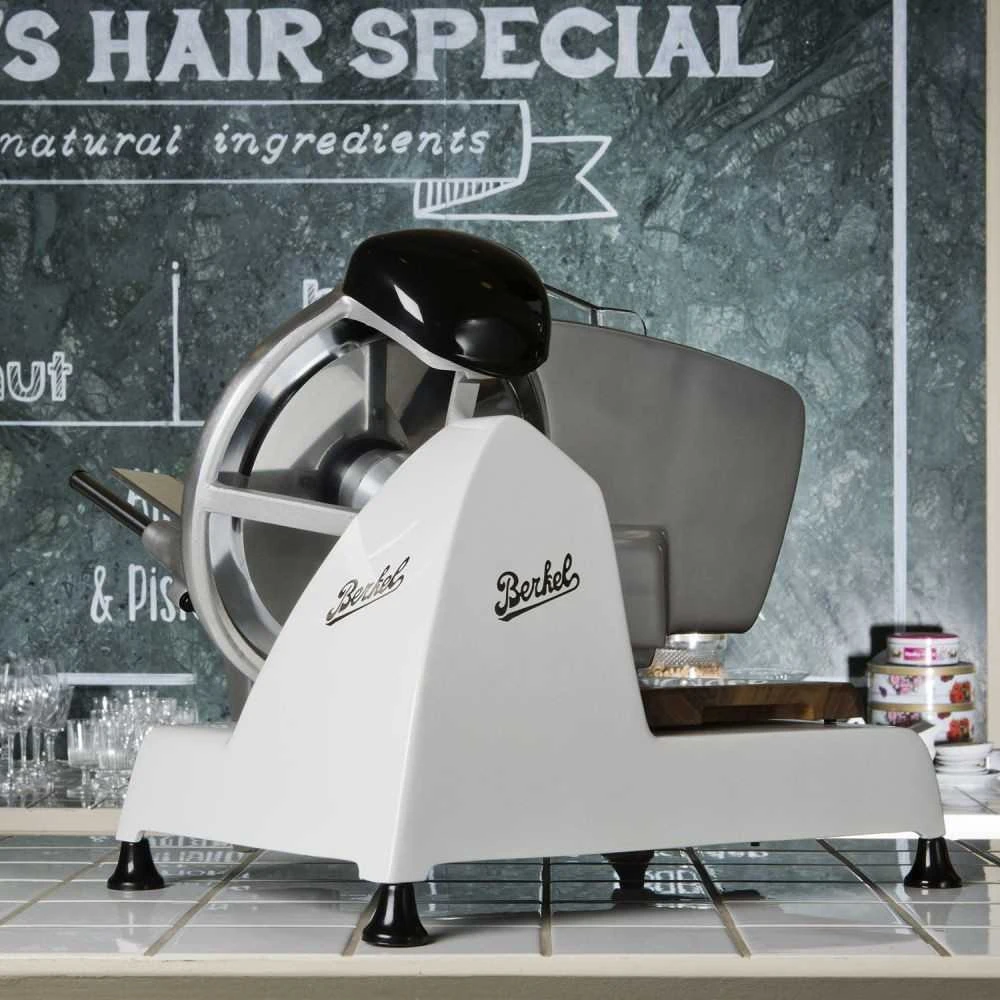 Berkel elektrinė maisto pjaustyklė 250 raudona linija balta