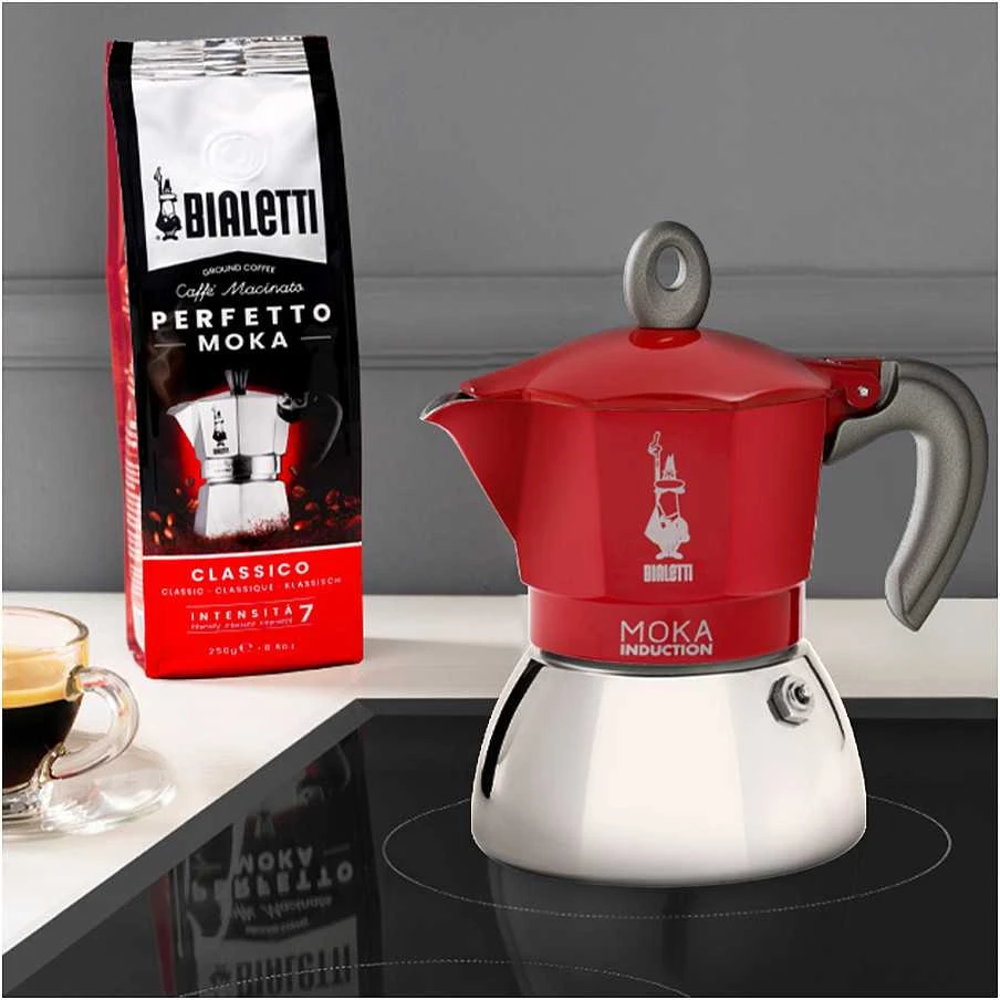 Kavinukas Bialetti Moka Induction 2TZ (100ml), raudonas