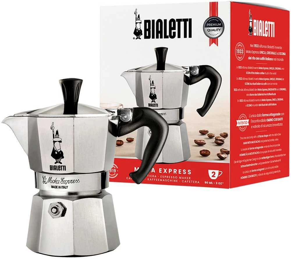 Bialetti Moka Express Moka kavinukas Aliuminio, Juodas