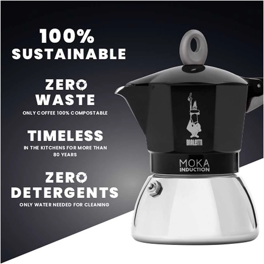 Moka kavinukas Bialetti Moka Induction Juodas 4 cups