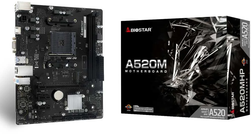 „Biostar A520MHP“ pagrindinė plokštė AMD A520, lizdas AM4, „micro ATX“