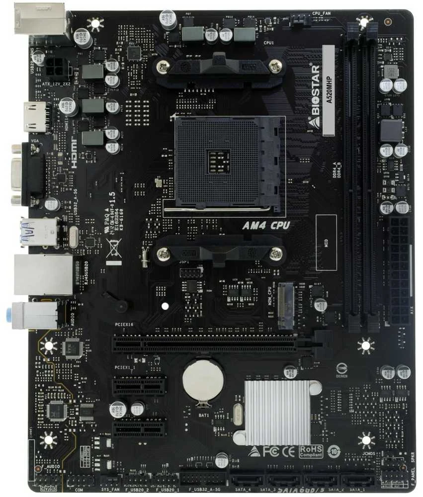 „Biostar A520MHP“ pagrindinė plokštė AMD A520, lizdas AM4, „micro ATX“
