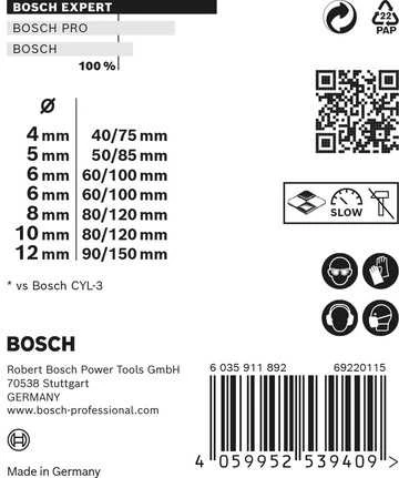 Bosch Kietlyd.univers.gražtas 4/5/6/8 mm