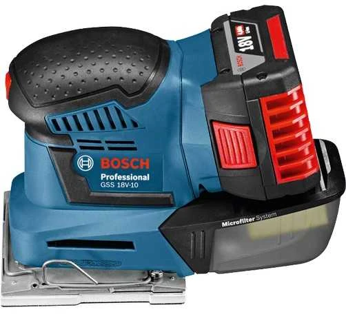 Bosch Akumuliatorinis vibracinis šlifuoklis GSS 18V-10, be akumuliatoriaus ir kroviklio