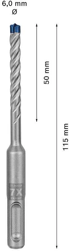 Bosch SDS-plus-7X grąžtas 6x50x115mm, 1 vnt.