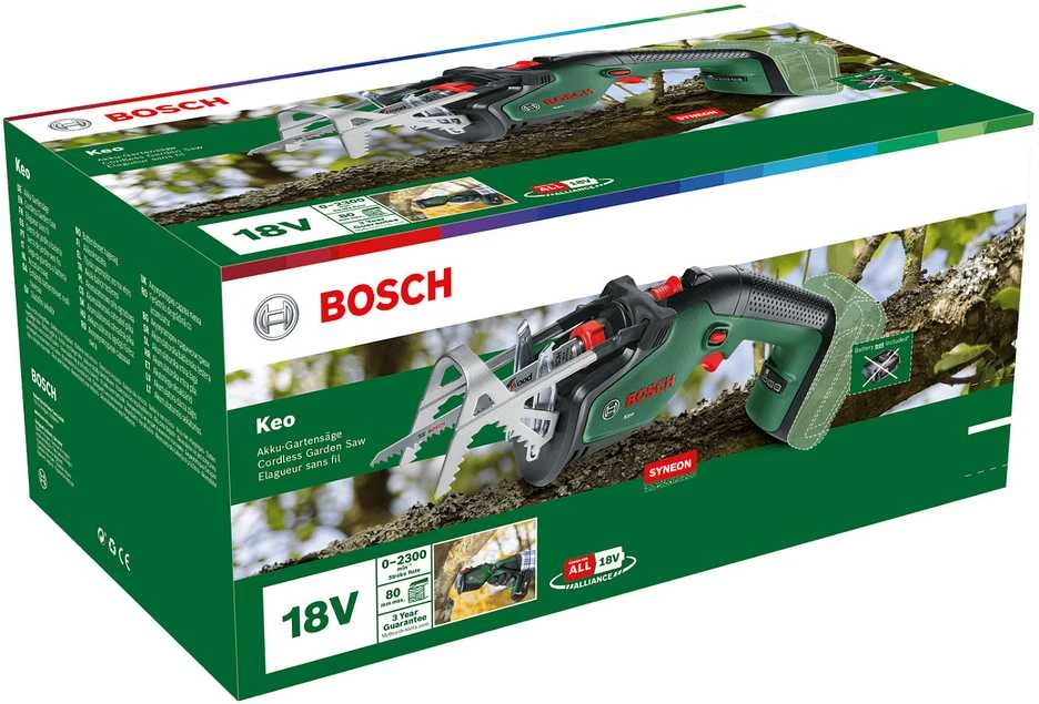 Bosch genėjimo pjūklas KEO 18 LI be akumuliatoriaus ir kroviklio