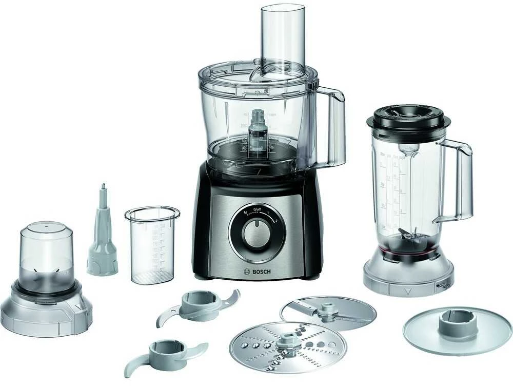 Virtuvinis kombainas Bosch Food processor MultiTalent 3 Plus 900 W, Juoda, šiaušto nerūdijančio plieno