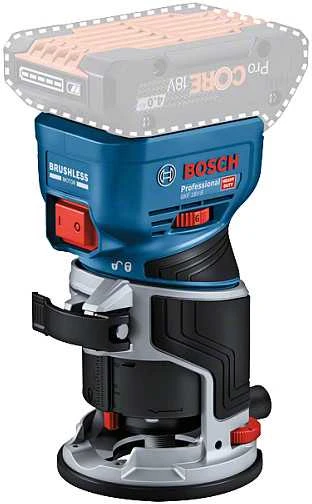 Bosch GKF 18V-8 frezeris su akumuliatoriaus lizdu