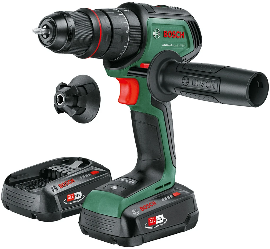 Suktuvas - gręžtuvas Bosch AdvancedImpact 18V-80 QuickSnap 2 x akumulator 2.5 Ah (06039E2102)