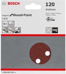Bosch Šlif.pop,medžiui PEX D=125mm, K120, 5 vnt.