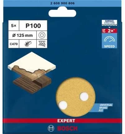 Bosch C470 švitrinis popierius 125mm, G100, 5 vnt