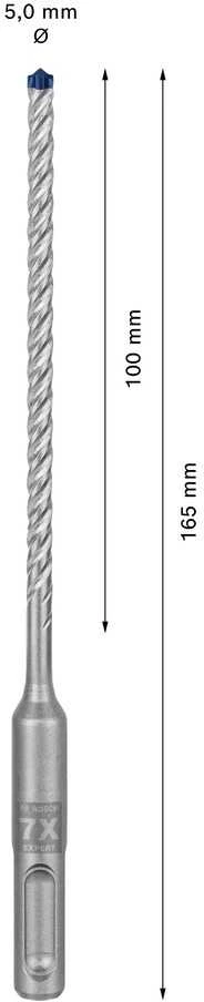 Bosch SDS-plus-7X grąžtas 5x100x165mm, 1 vnt.