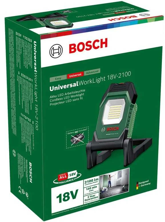 Akumuliatorinis prožektorius Bosch UniversalWorkLight 18V-2100 (be akumuliatoriaus ir pakrovėjo)
