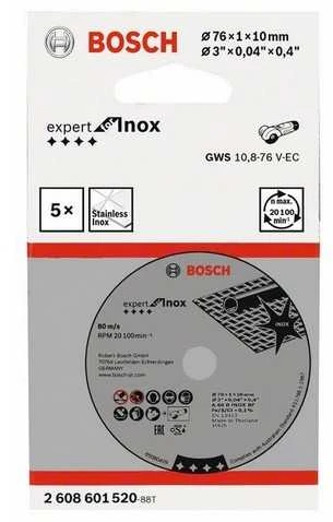 Bosch Pjovimo diskas INOX,5vnt. GWS 12V-76, 76x10x1 mm