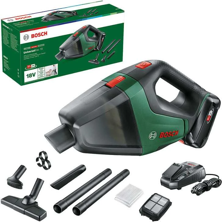 Dulkių siurblys Bosch UniversalVac 18 | Su 1x 2,5 Ah akumuliatoriumi ir įkrovikliu