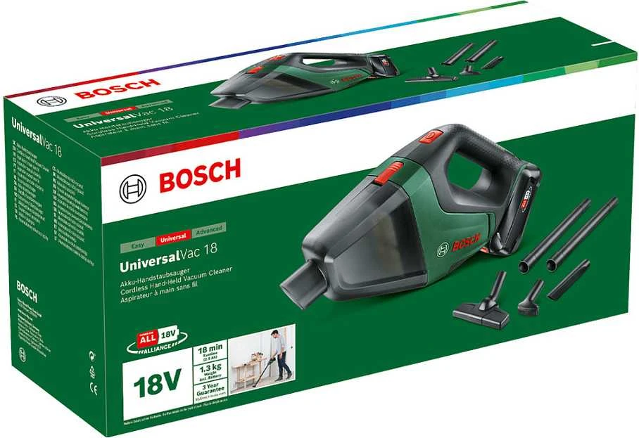 Dulkių siurblys Bosch UniversalVac 18 | Su 1x 2,5 Ah akumuliatoriumi ir įkrovikliu