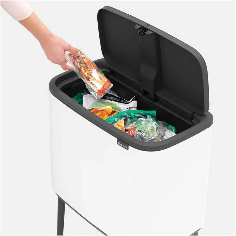 Šiukšlių dėžė Brabantia Bo Touch, 36 l, baltos spalvos