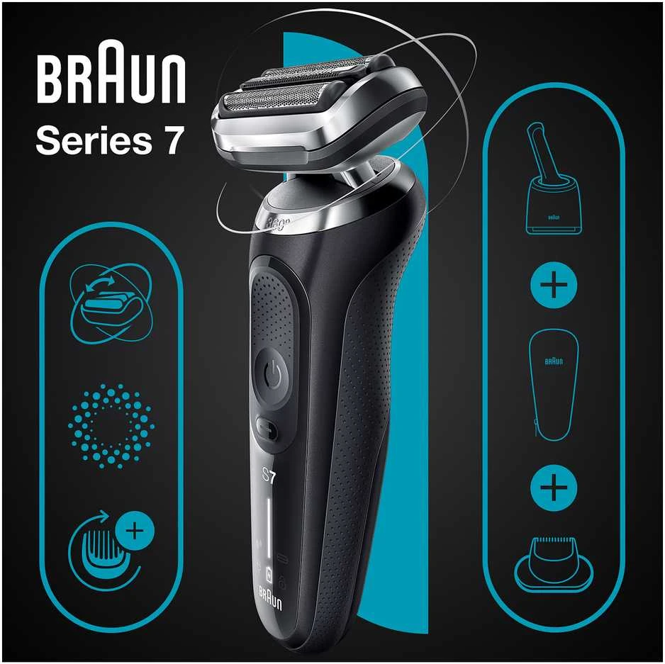 Barzdaskutė Braun Series 7 71-N7200cc Drėgno ir sauso skutimo skustuvas Juodas